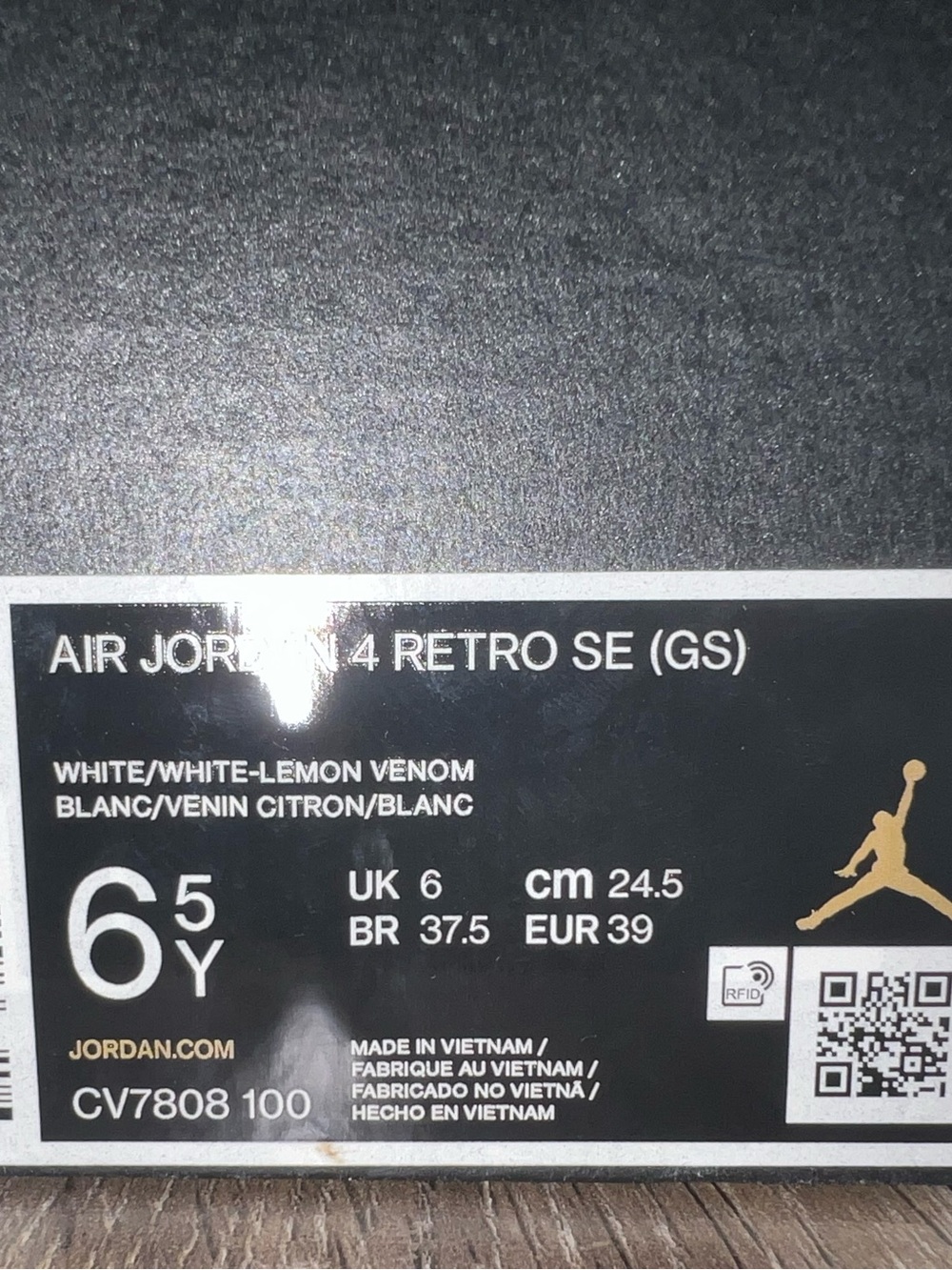 Jordan Air Jordan 4 Retro SE White Lemon Venom Box Label